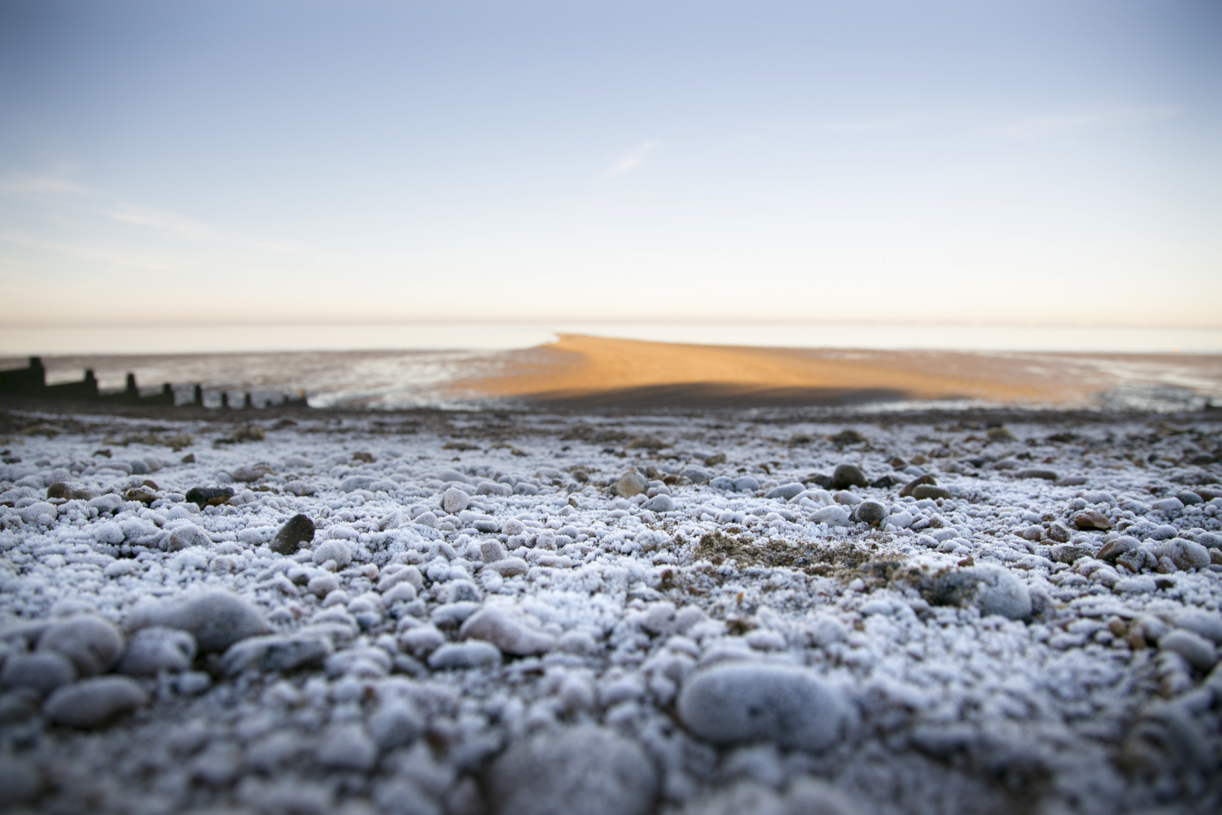 Frosty beach in Whitstable Kent