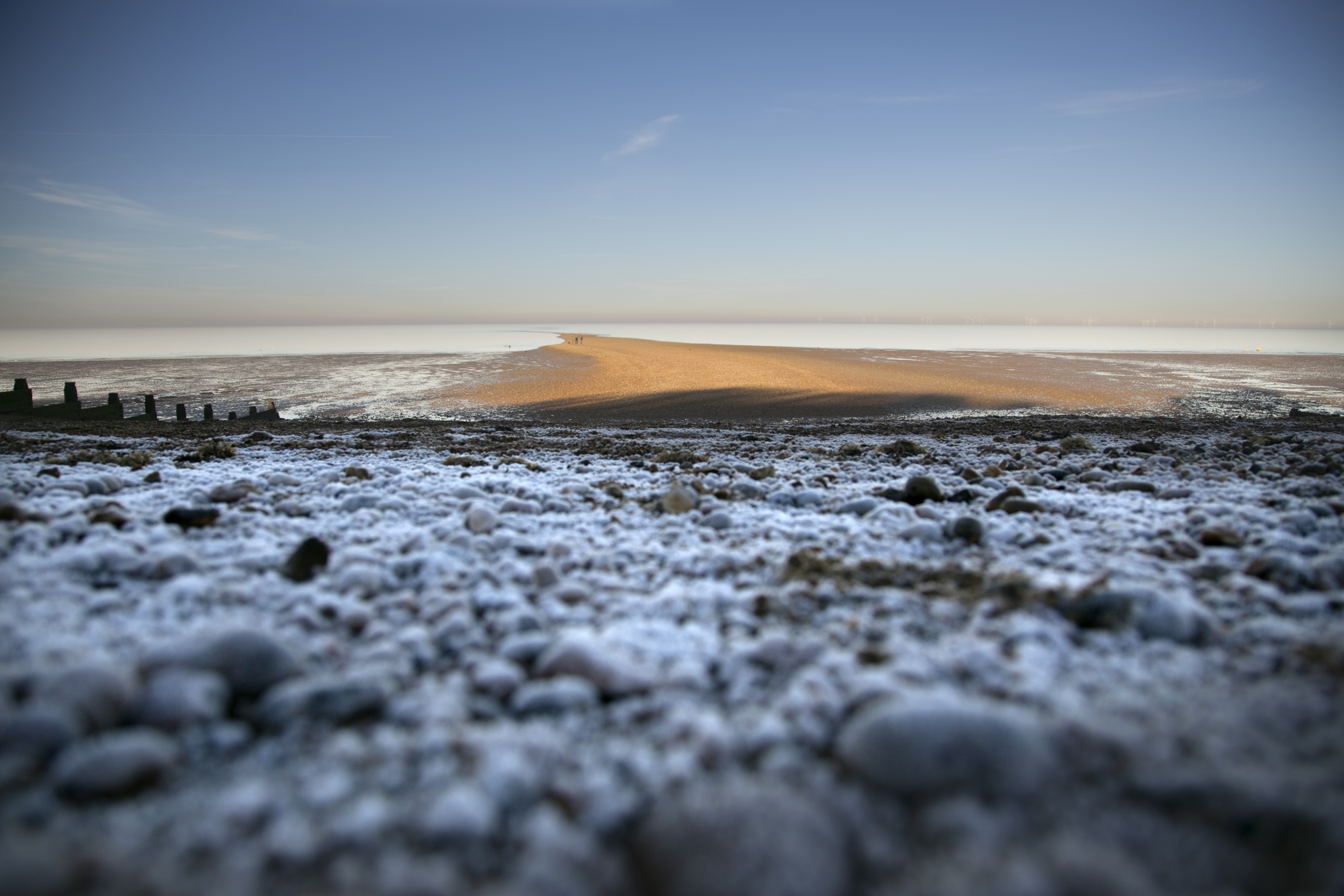 Frosty beach in Whitstable Kent